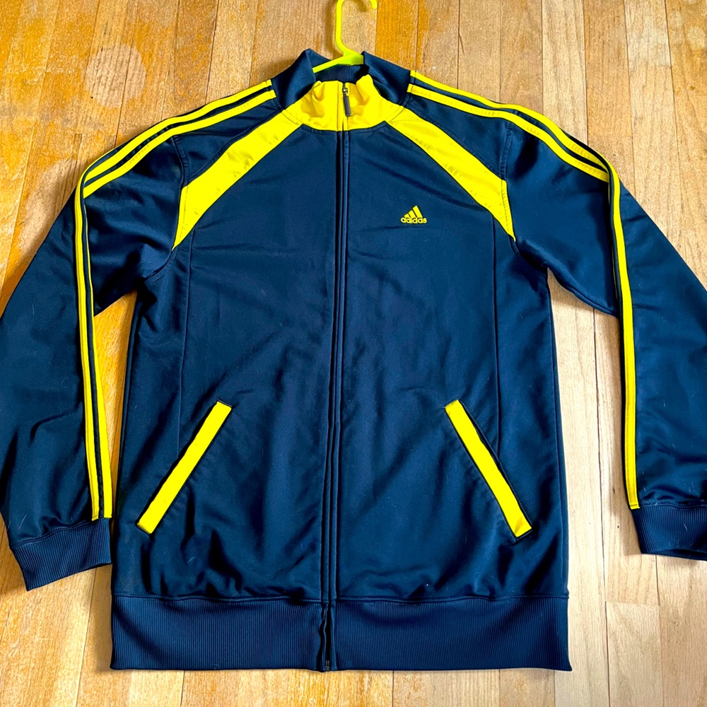 Adidas Zip-Up Track Jacket Mens Medium Maize & Blue Michigan Colors - Amazing!